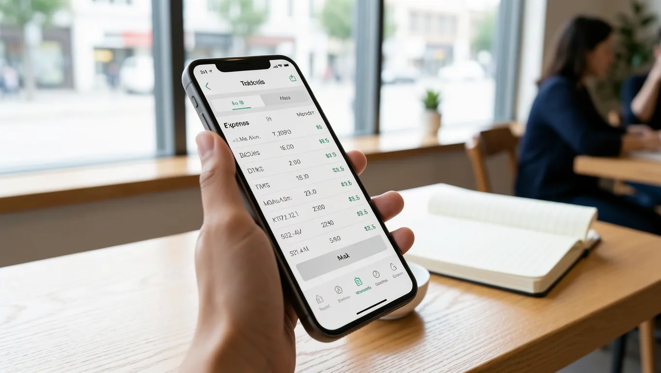 A person tracking their financial expenses on a mobile phone