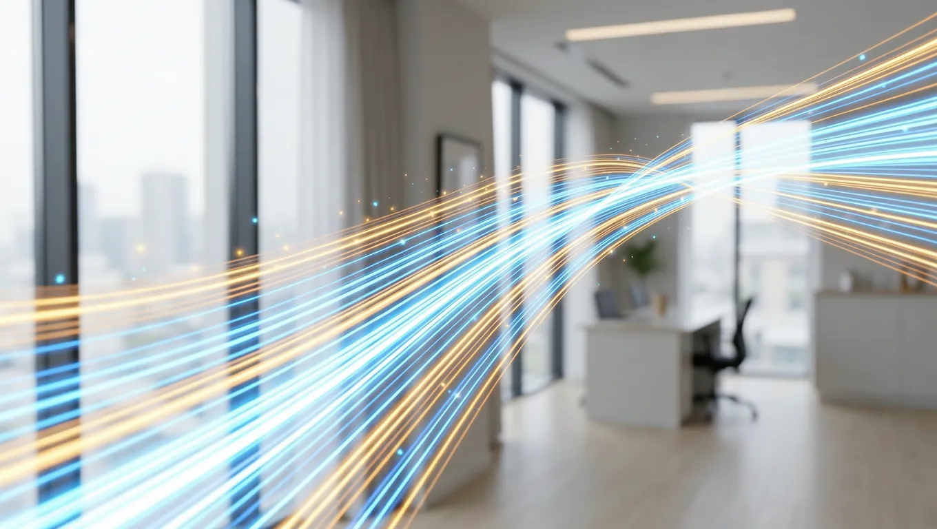 Abstract representation of fast digital loan data transmission