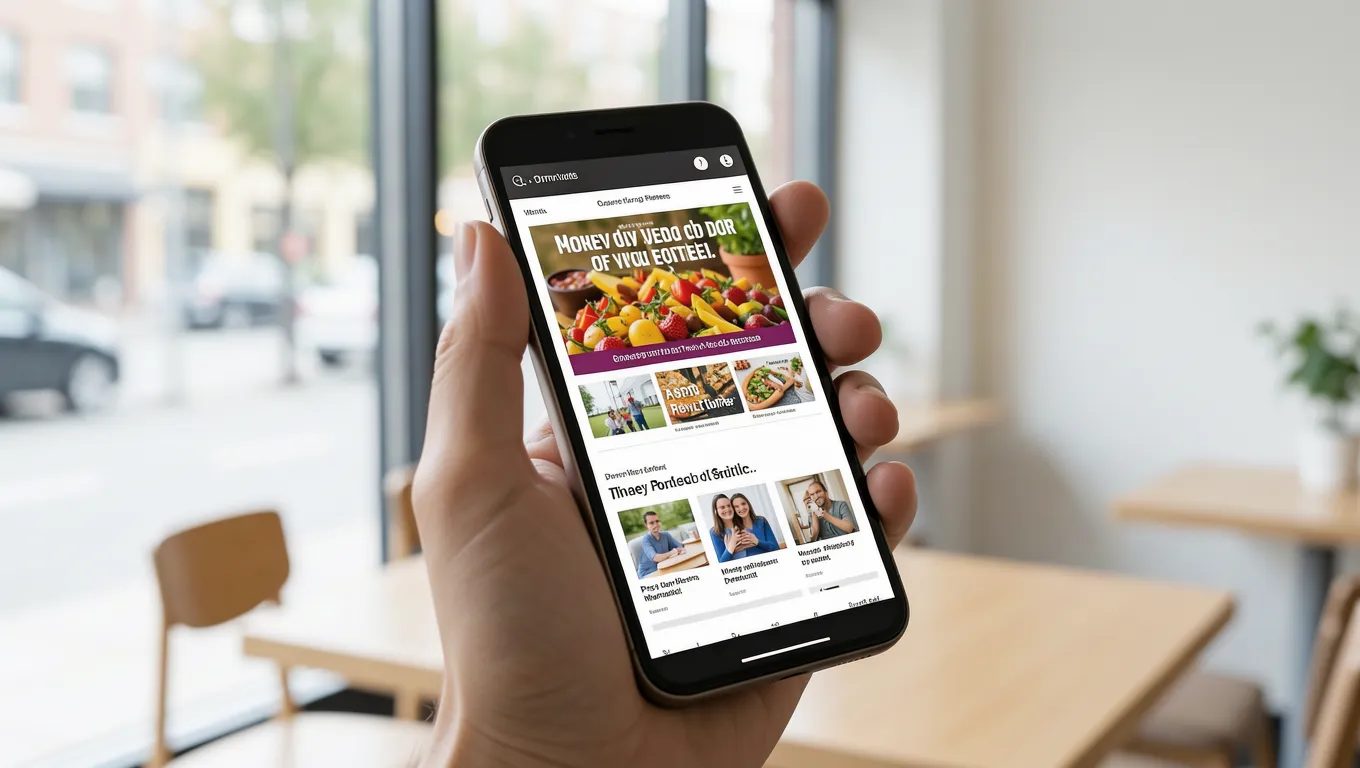 Smartphone displaying a professional email marketing newsletter