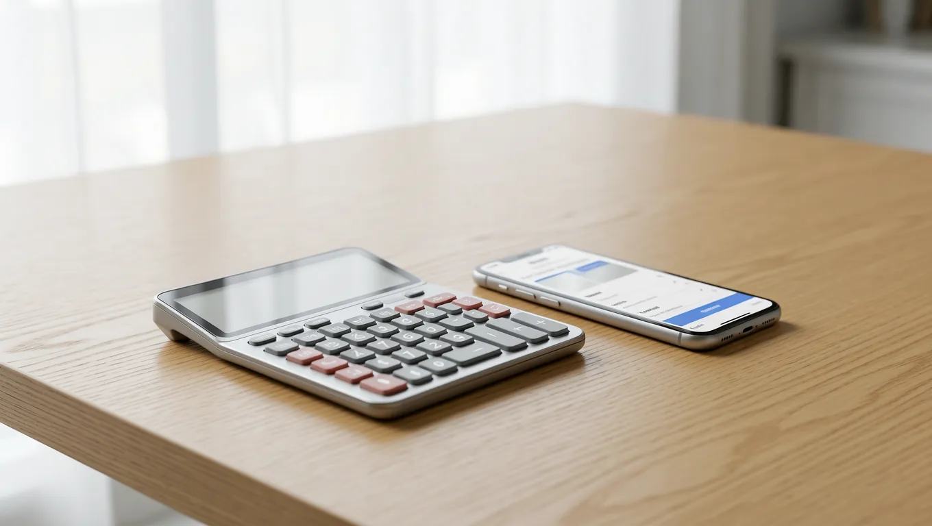 Financial tools including a calculator and mobile banking app