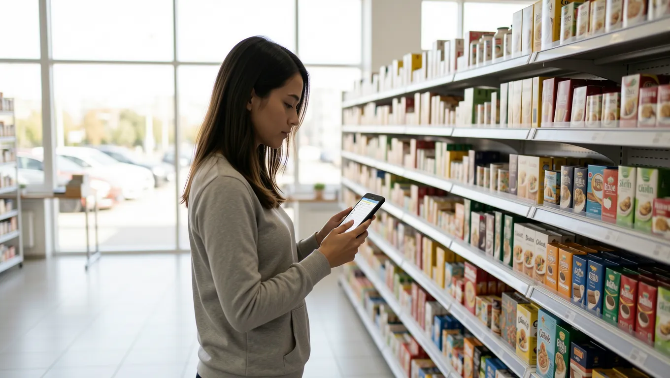 Person using a smartphone to manage a grocery list